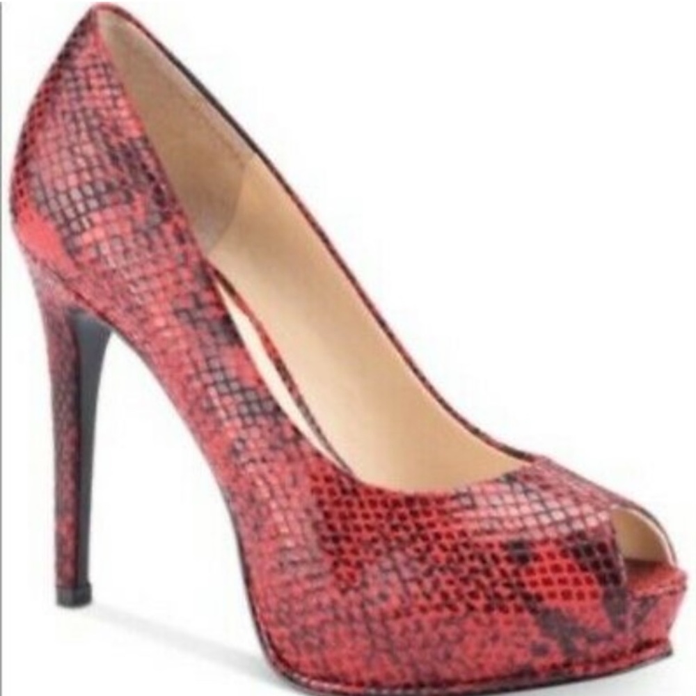 Red Snakeskin Guess Platform Heels size 7